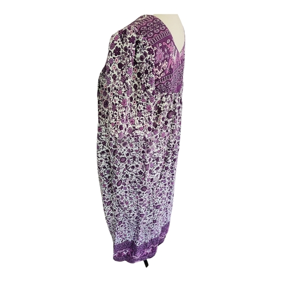 Daffodil 100% Cotton Boho Floral Lounge Dress Purple Size Medium - Picture 6 of 9